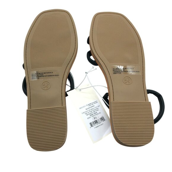 A New Day Wren Slide Sandals Triple Strap Square Toe Faux Leather Black Size 5.5 - Picture 4 of 5